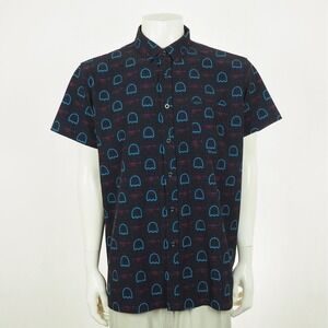 Retro Rifle The Pac Pac-Man Button Down Shirt Mens XL Black Arcade Video Game